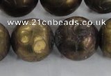 CCJ356 15.5 inches 25mm carved round plated China jade beads