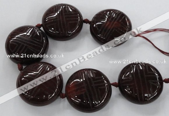 CCJ362 40mm carved coin China jade beads wholesale