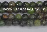 CCJ420 15.5 inches 4mm faceted round dendritic green jade beads