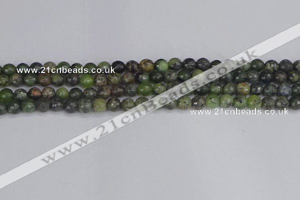 CCJ421 15.5 inches 6mm faceted round dendritic green jade beads