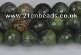 CCJ422 15.5 inches 8mm faceted round dendritic green jade beads