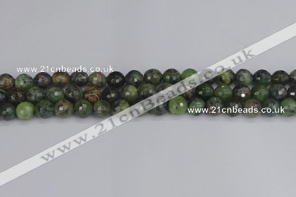 CCJ423 15.5 inches 10mm faceted round dendritic green jade beads