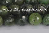 CCJ424 15.5 inches 12mm faceted round dendritic green jade beads