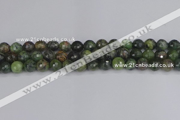 CCJ424 15.5 inches 12mm faceted round dendritic green jade beads
