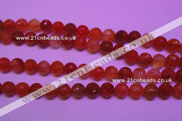 CCL54 15 inches 10mm faceted round carnelian gemstone beads