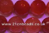 CCL55 15 inches 12mm faceted round carnelian gemstone beads