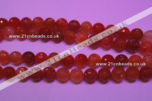 CCL55 15 inches 12mm faceted round carnelian gemstone beads