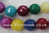 CCN1006 15.5 inches 14mm faceted round multi colored candy jade beads