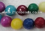 CCN1007 15.5 inches 16mm faceted round multi colored candy jade beads