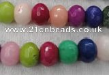 CCN1011 15.5 inches 8*12mm faceted rondelle multi colored candy jade beads