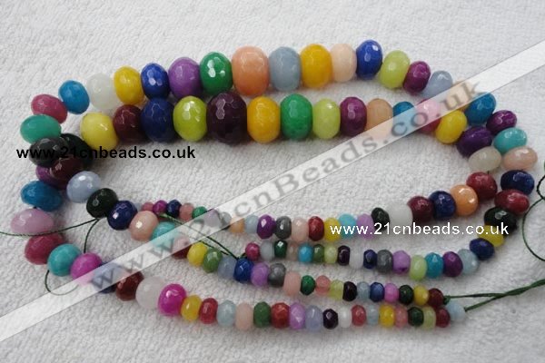 CCN1019 4*6mm - 13*18mm faceted rondelle multi colored candy jade beads