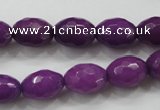 CCN1453 15.5 inches 10*14mm faceted rice candy jade beads wholesale