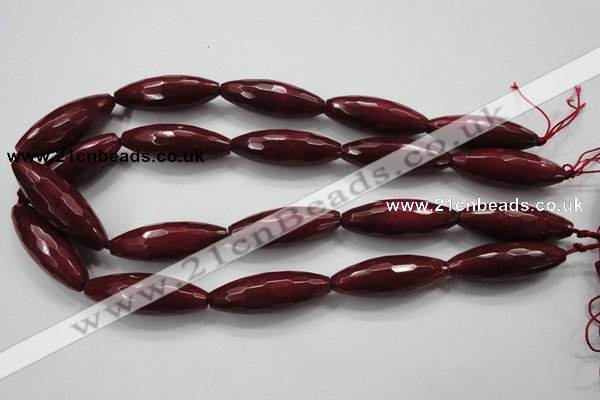 CCN1469 15.5 inches 14*40mm faceted rice candy jade beads wholesale