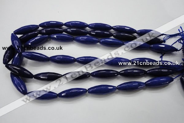 CCN1478 15.5 inches 10*30mm faceted rice candy jade beads wholesale