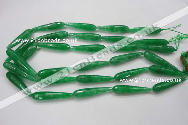 CCN1668 15.5 inches 8*40mm faceted teardrop candy jade beads wholesale