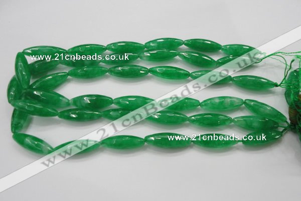 CCN1670 15.5 inches 10*30mm faceted rice candy jade beads wholesale