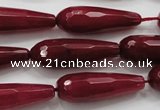 CCN1680 15.5 inches 10*30mm faceted teardrop candy jade beads wholesale