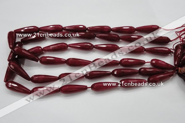 CCN1680 15.5 inches 10*30mm faceted teardrop candy jade beads wholesale