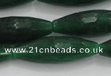 CCN1721 15.5 inches 10*30mm faceted rice candy jade beads