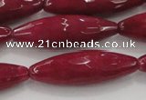 CCN1722 15.5 inches 10*30mm faceted rice candy jade beads