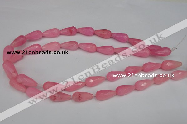 CCN196 15.5 inches 10*20mm faceted teardrop candy jade beads