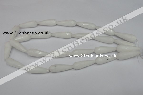 CCN197 15.5 inches 10*30mm faceted teardrop candy jade beads