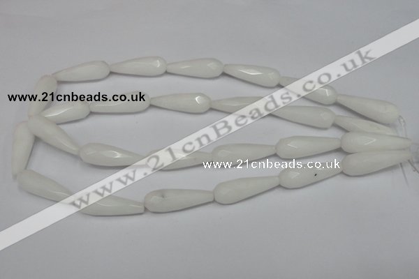 CCN197 15.5 inches 10*30mm faceted teardrop candy jade beads