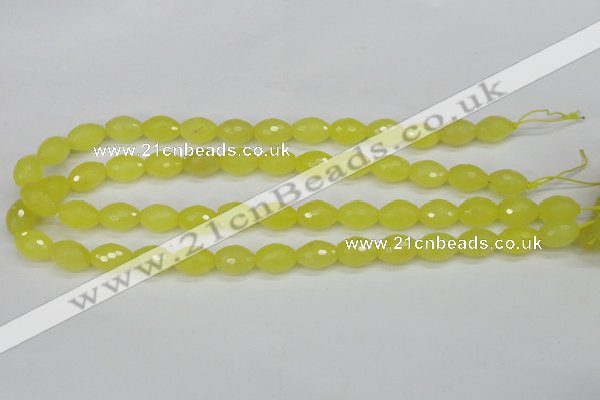 CCN2010 15 inches 10*14mm faceted rice candy jade beads wholesale