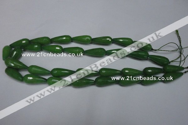 CCN2151 15.5 inches 10*25mm faceted teardrop candy jade beads