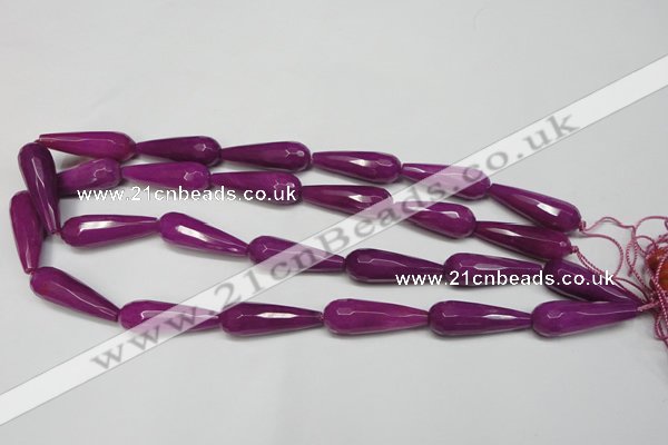 CCN2165 15.5 inches 10*30mm faceted teardrop candy jade beads