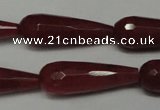 CCN2166 15.5 inches 10*30mm faceted teardrop candy jade beads