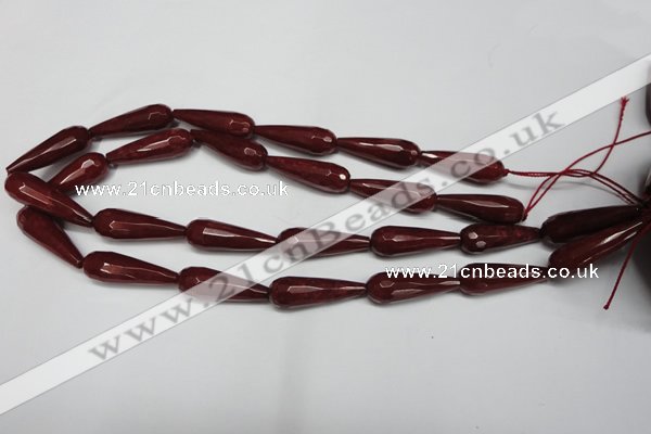 CCN2167 15.5 inches 10*30mm faceted teardrop candy jade beads