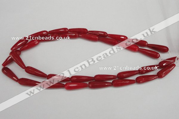 CCN2178 15.5 inches 8*25mm faceted teardrop candy jade beads
