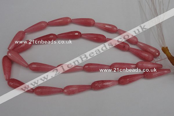 CCN2182 15.5 inches 10*30mm faceted teardrop candy jade beads