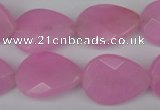 CCN2190 15.5 inches 15*20mm faceted flat teardrop candy jade beads