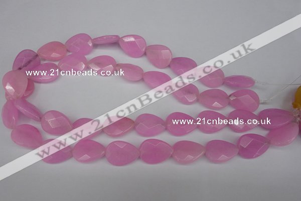 CCN2190 15.5 inches 15*20mm faceted flat teardrop candy jade beads