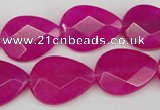 CCN2191 15.5 inches 15*20mm faceted flat teardrop candy jade beads