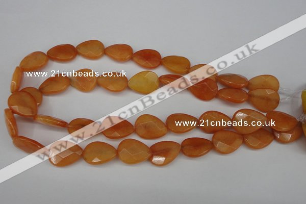 CCN2193 15.5 inches 15*20mm faceted flat teardrop candy jade beads