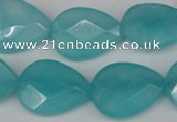 CCN2194 15.5 inches 15*20mm faceted flat teardrop candy jade beads