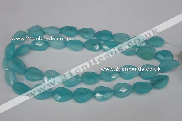 CCN2194 15.5 inches 15*20mm faceted flat teardrop candy jade beads