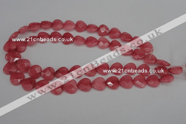 CCN2244 15.5 inches 15*15mm faceted heart candy jade beads wholesale