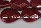 CCN2330 15.5 inches 18*25mm faceted flat teardrop candy jade beads