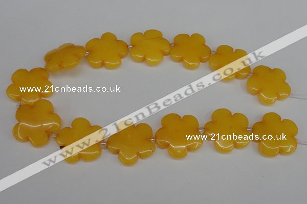 CCN2350 15.5 inches 30mm carved flower candy jade beads wholesale