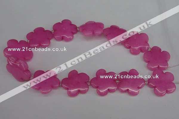 CCN2351 15.5 inches 30mm carved flower candy jade beads wholesale