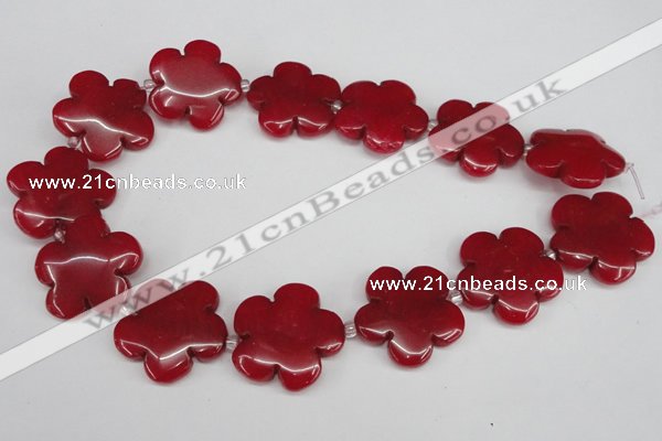 CCN2354 15.5 inches 30mm carved flower candy jade beads wholesale