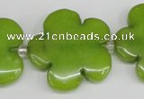 CCN2356 15.5 inches 30mm carved flower candy jade beads wholesale