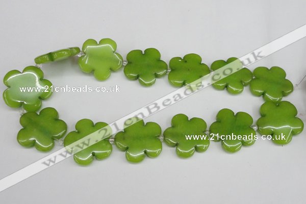 CCN2356 15.5 inches 30mm carved flower candy jade beads wholesale