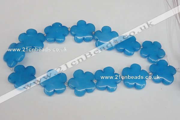 CCN2358 15.5 inches 30mm carved flower candy jade beads wholesale