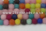 CCN2551 15.5 inches 4mm round mixed color matte candy jade beads