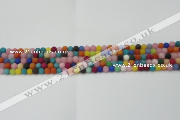 CCN2551 15.5 inches 4mm round mixed color matte candy jade beads